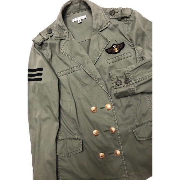 CAbi Military Jacket Blazer Women's S‎ Green Gold Buttons Double Breasted - Picture 2 of 11